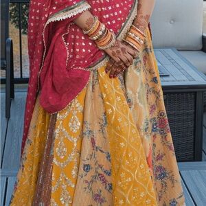 Vibrant Pink and Yellow Lehenga Choli